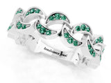 White gold Pavé Round Green Sapphire Interlocking Eternity Band with Bezel Prong Setting_7