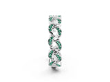 White gold Pavé Round Green Sapphire Interlocking Eternity Band with Bezel Prong Setting_8
