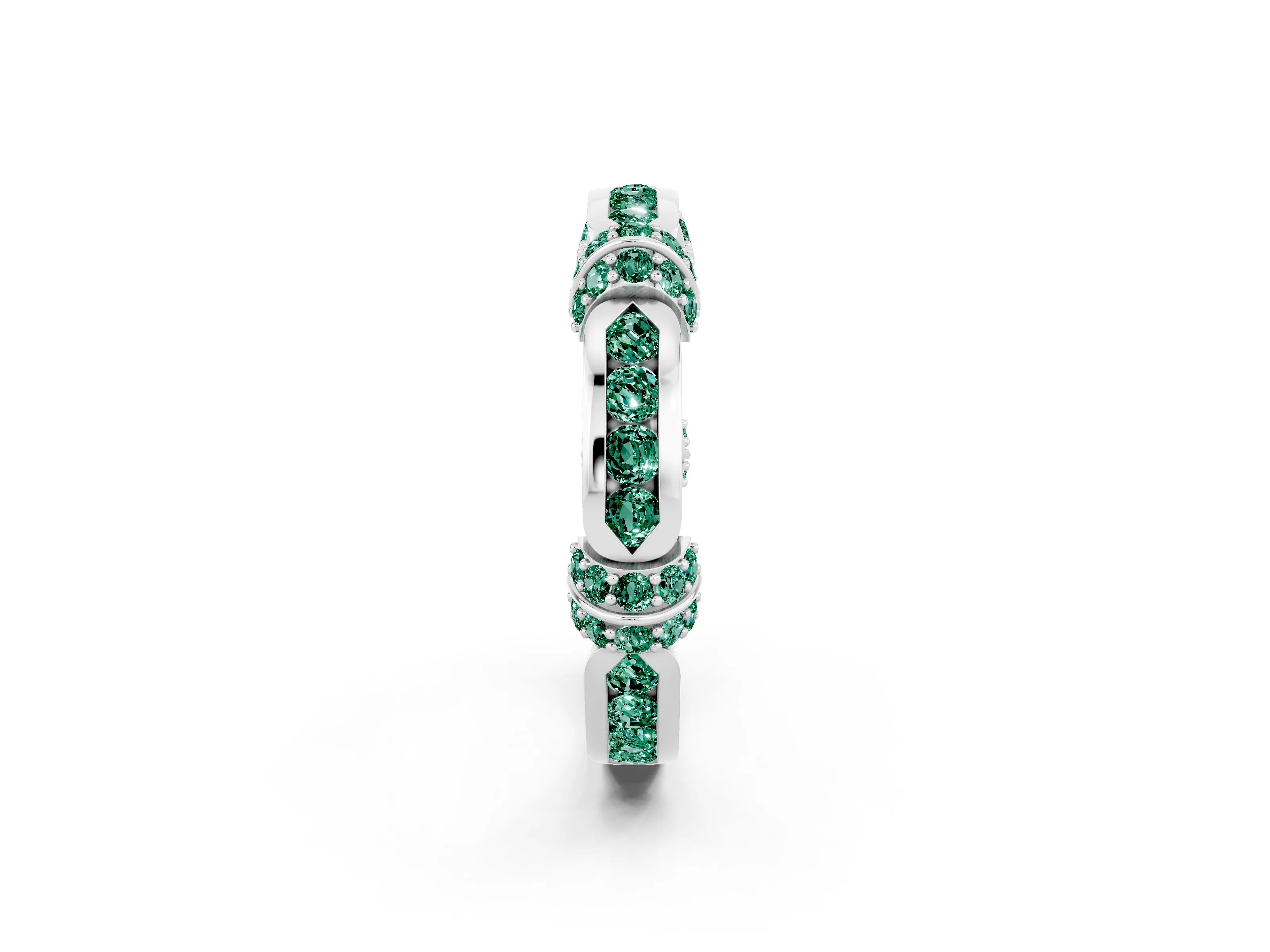 White gold Pavé Round Green Sapphire Link Band with Bezel Setting_20