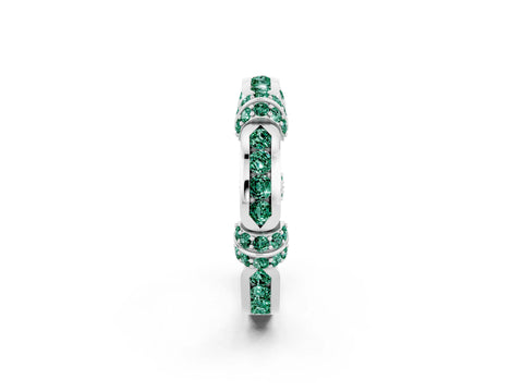 White gold Pavé Round Green Sapphire Link Band with Bezel Setting_20