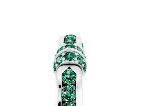 White gold Pavé Round Green Sapphire Link Band with Bezel Setting_23