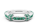 White gold Pavé Round Green Sapphire Link Band with Bezel Setting_30