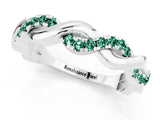 White gold Pavé Round Green Sapphire Twist Eternity Band with Shared Prong Setting_19
