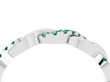 White gold Pavé Round Green Sapphire Twist Eternity Band with Shared Prong Setting_22