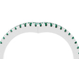 White gold Pavé Round Green Sapphire V-Shaped Chevron Band with Shared Prong Setting_10