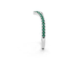 White gold Pavé Round Green Sapphire V-Shaped Chevron Band with Shared Prong Setting_8
