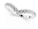 White gold Pavé Round Moissanite Chevron Band with Shared Prong Setting_7