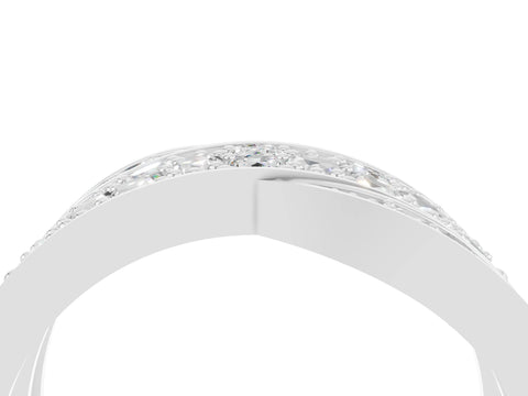 White gold Pavé Round Moissanite Crossover Band with Bead Prong Setting_10