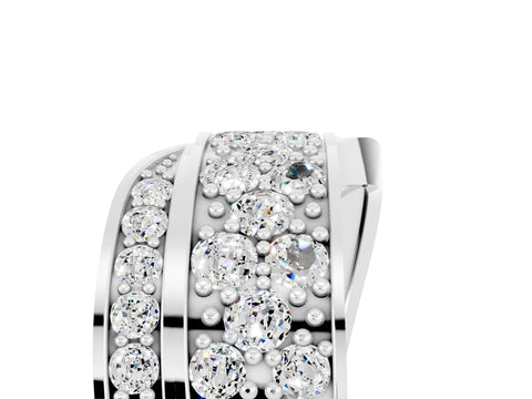 White gold Pavé Round Moissanite Crossover Band with Bead Prong Setting_11