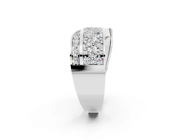 Silver Pavé Round Moissanite Crossover Band with Bead Prong Setting