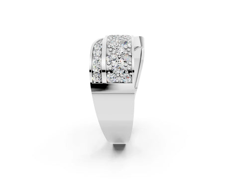 White gold Pavé Round Moissanite Crossover Band with Bead Prong Setting_8