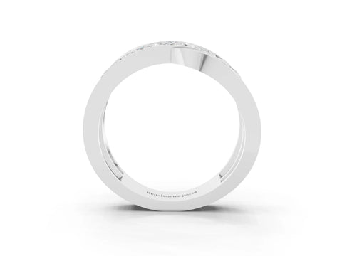 White gold Pavé Round Moissanite Crossover Band with Bead Prong Setting_9