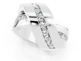 White gold Pavé Round Moissanite Crossover Band with Channel Setting_7