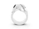 White gold Pavé Round Moissanite Crossover Band with Channel Setting_9