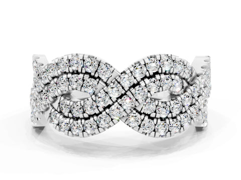 White gold Pavé Round Moissanite Infinity Twist Band with Shared Prong Setting_10