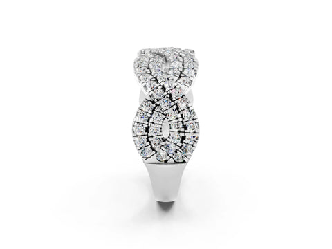 White gold Pavé Round Moissanite Infinity Twist Band with Shared Prong Setting_12