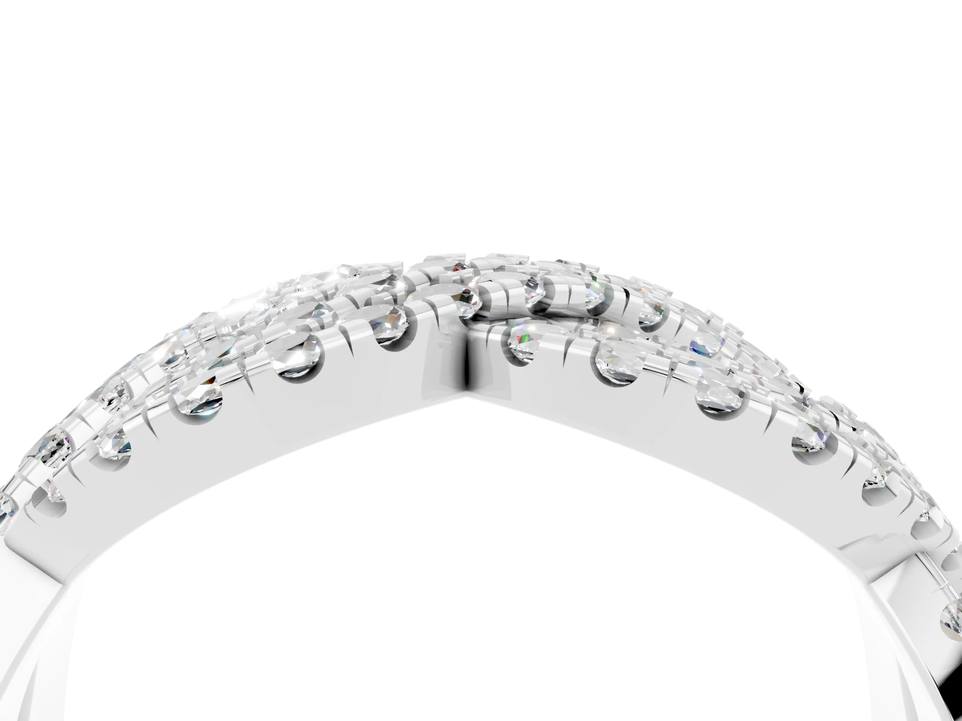 White gold Pavé Round Moissanite Infinity Twist Band with Shared Prong Setting_14