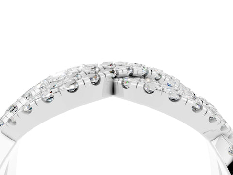 White gold Pavé Round Moissanite Infinity Twist Band with Shared Prong Setting_14