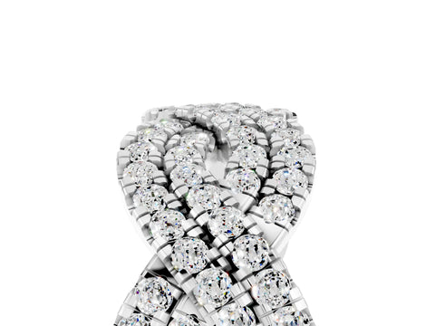 White gold Pavé Round Moissanite Infinity Twist Band with Shared Prong Setting_15
