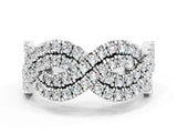 White gold Pavé Round Moissanite Infinity Twist Band with Shared Prong Setting_6