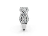 White gold Pavé Round Moissanite Infinity Twist Band with Shared Prong Setting_8