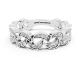 White gold Pavé Round Moissanite Interlocking Eternity Band with Bezel Prong Setting_6