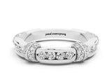 White gold Pavé Round Moissanite Link Band with Bezel Setting_30