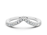 White gold Pavé Round Moissanite V-Shaped Chevron Band with Shared Prong Setting_6