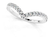 White gold Pavé Round Moissanite V-Shaped Chevron Band with Shared Prong Setting_7