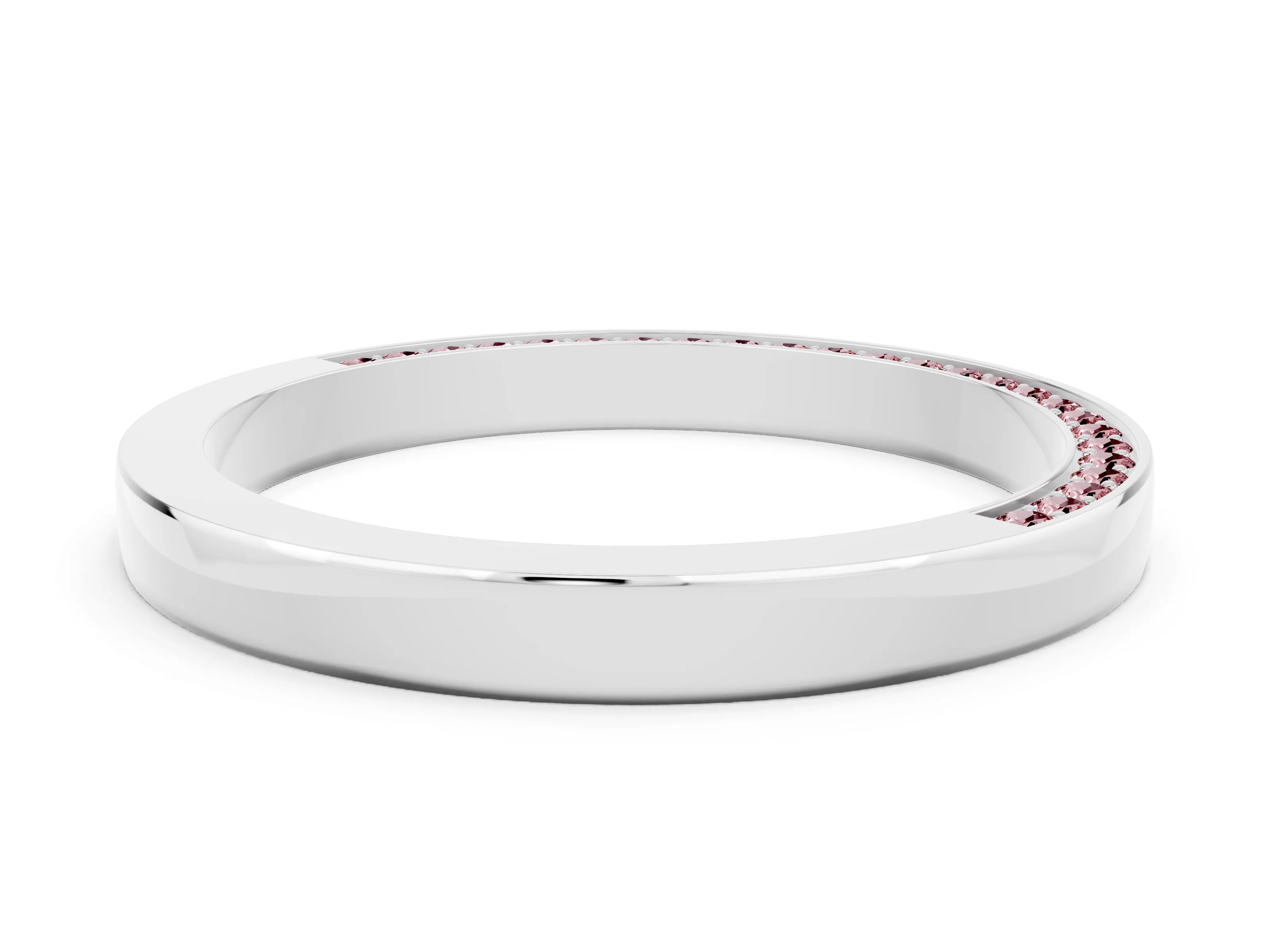 White gold Pavé Round Morganite Channel Set Band_18