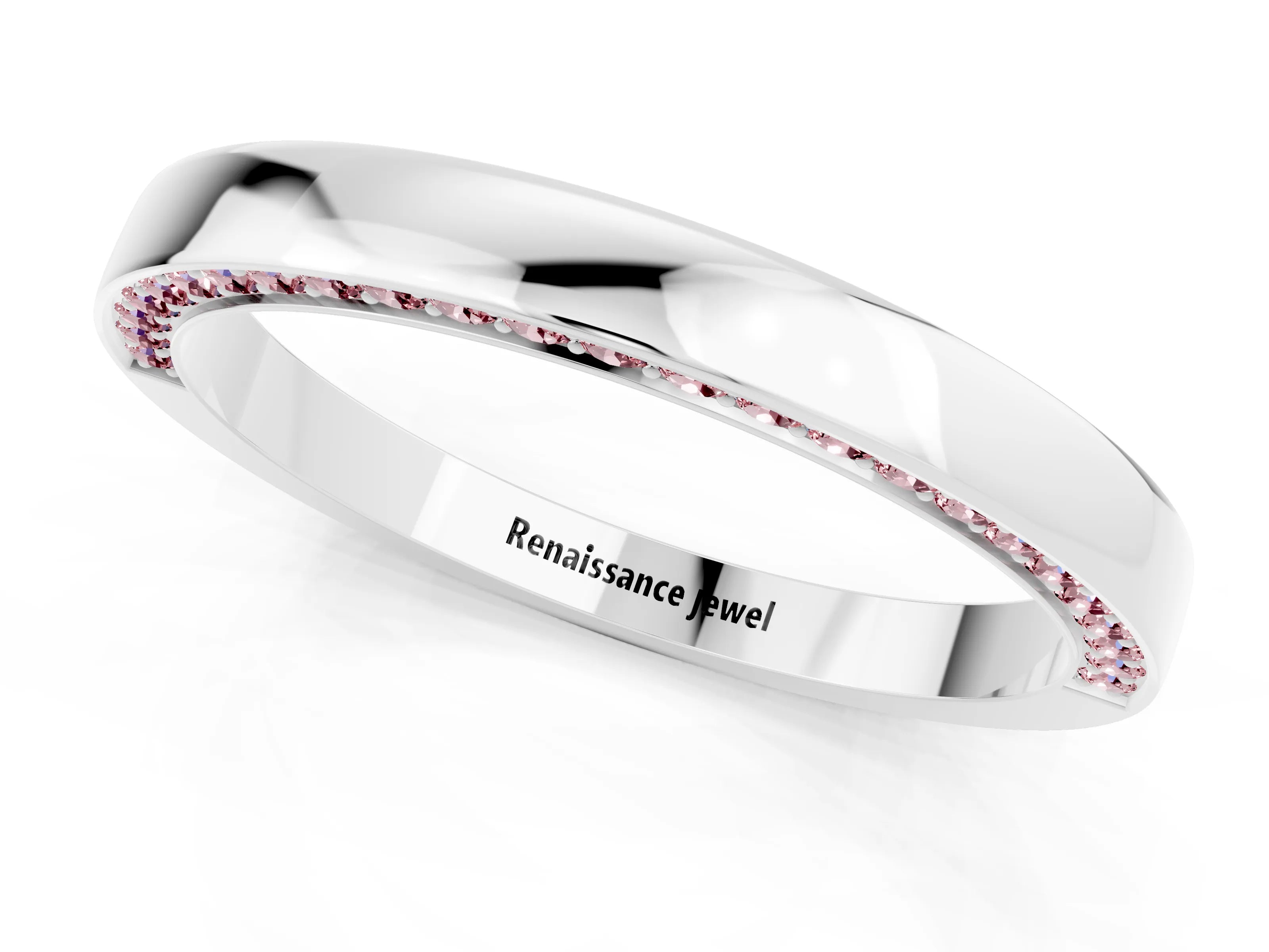 White gold Pavé Round Morganite Channel Set Band_19