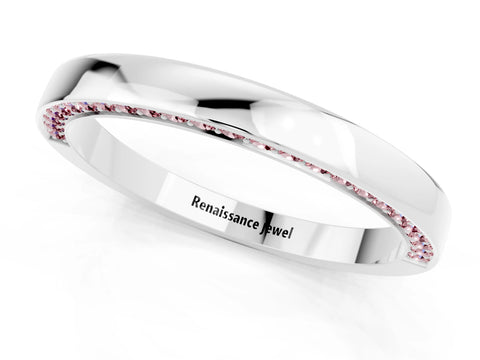 White gold Pavé Round Morganite Channel Set Band_19