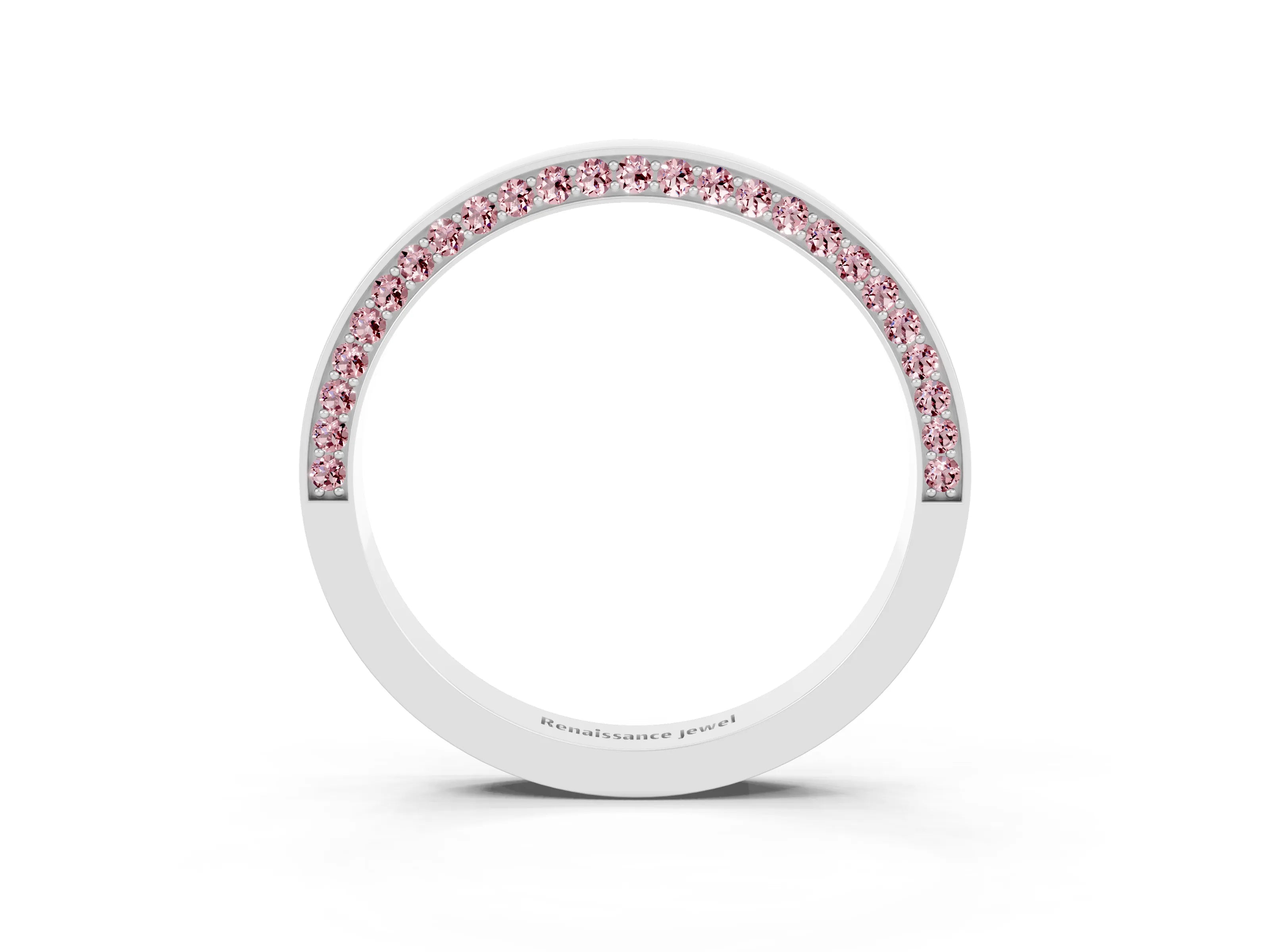 White gold Pavé Round Morganite Channel Set Band_21