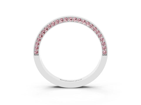 White gold Pavé Round Morganite Channel Set Band_21