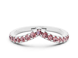 White gold Pavé Round Morganite Chevron Band with Shared Prong Setting_6