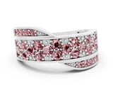 White gold Pavé Round Morganite Crossover Band with Bead Prong Setting_6