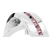White gold Pavé Round Morganite Crossover Band with Channel Setting_10