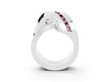 White gold Pavé Round Morganite Crossover Band with Channel Setting_9