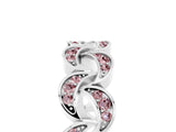 White gold Pavé Round Morganite Interlocking Eternity Band with Bezel Prong Setting_11