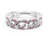 White gold Pavé Round Morganite Interlocking Eternity Band with Bezel Prong Setting_6