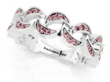 White gold Pavé Round Morganite Interlocking Eternity Band with Bezel Prong Setting_7