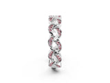 White gold Pavé Round Morganite Interlocking Eternity Band with Bezel Prong Setting_8