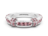 White gold Pavé Round Morganite Link Band with Bezel Setting_18