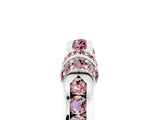White gold Pavé Round Morganite Link Band with Bezel Setting_35