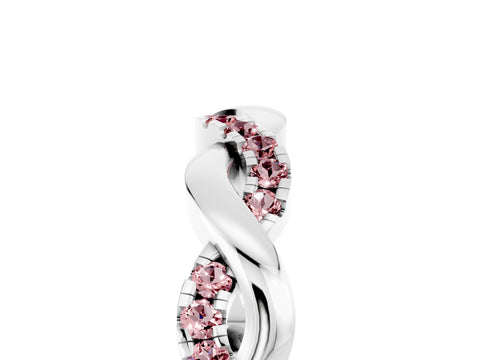White gold Pavé Round Morganite Twist Eternity Band with Shared Prong Setting_11