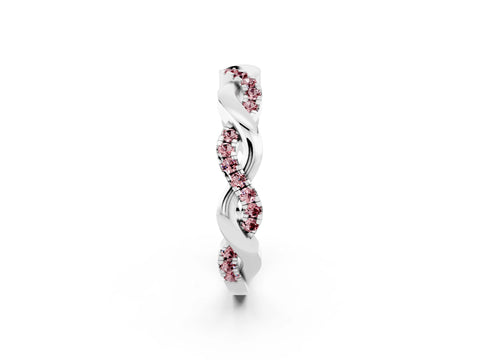 White gold Pavé Round Morganite Twist Eternity Band with Shared Prong Setting_8