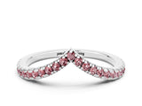 White gold Pavé Round Morganite V-Shaped Chevron Band with Shared Prong Setting_6