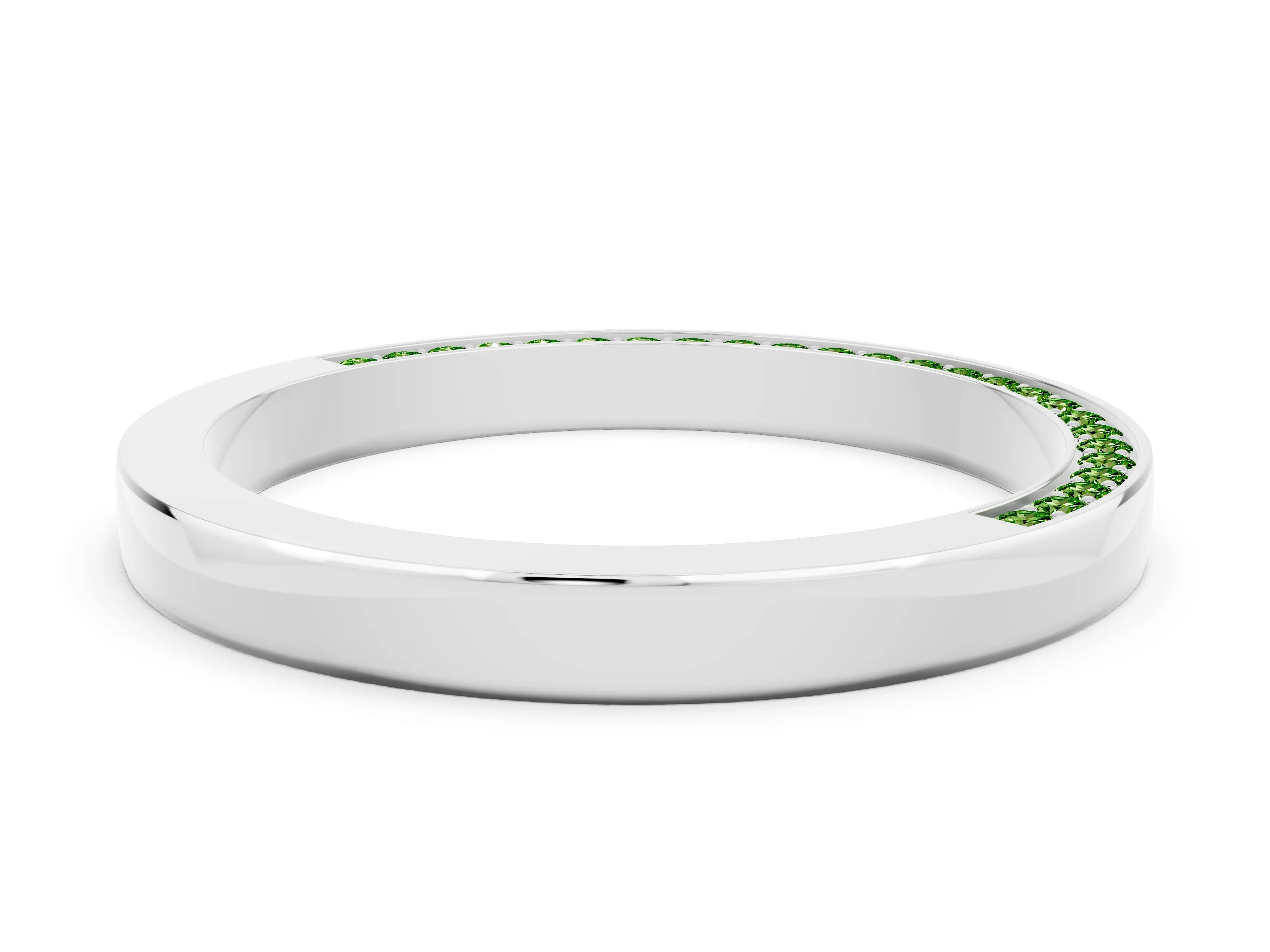 White gold Pavé Round Peridot Channel Set Band_18