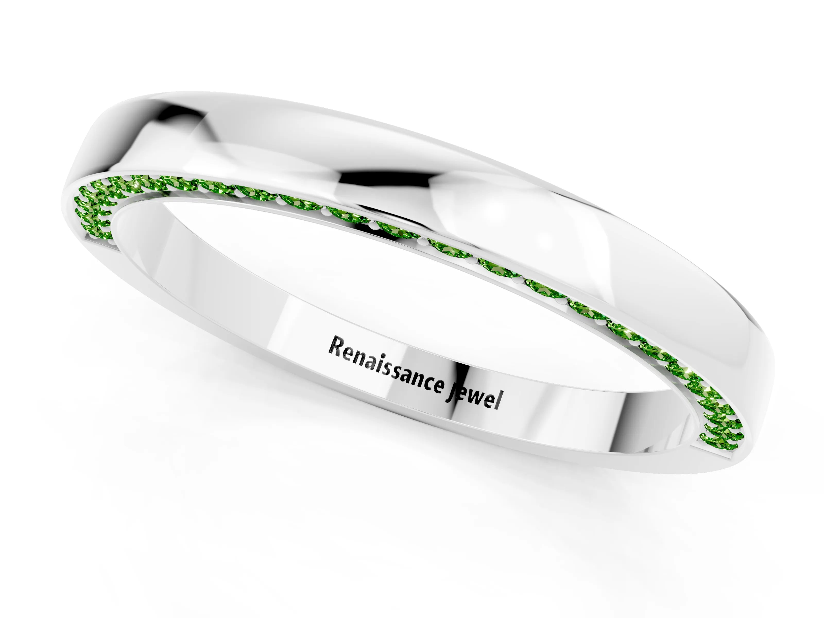 White gold Pavé Round Peridot Channel Set Band_19