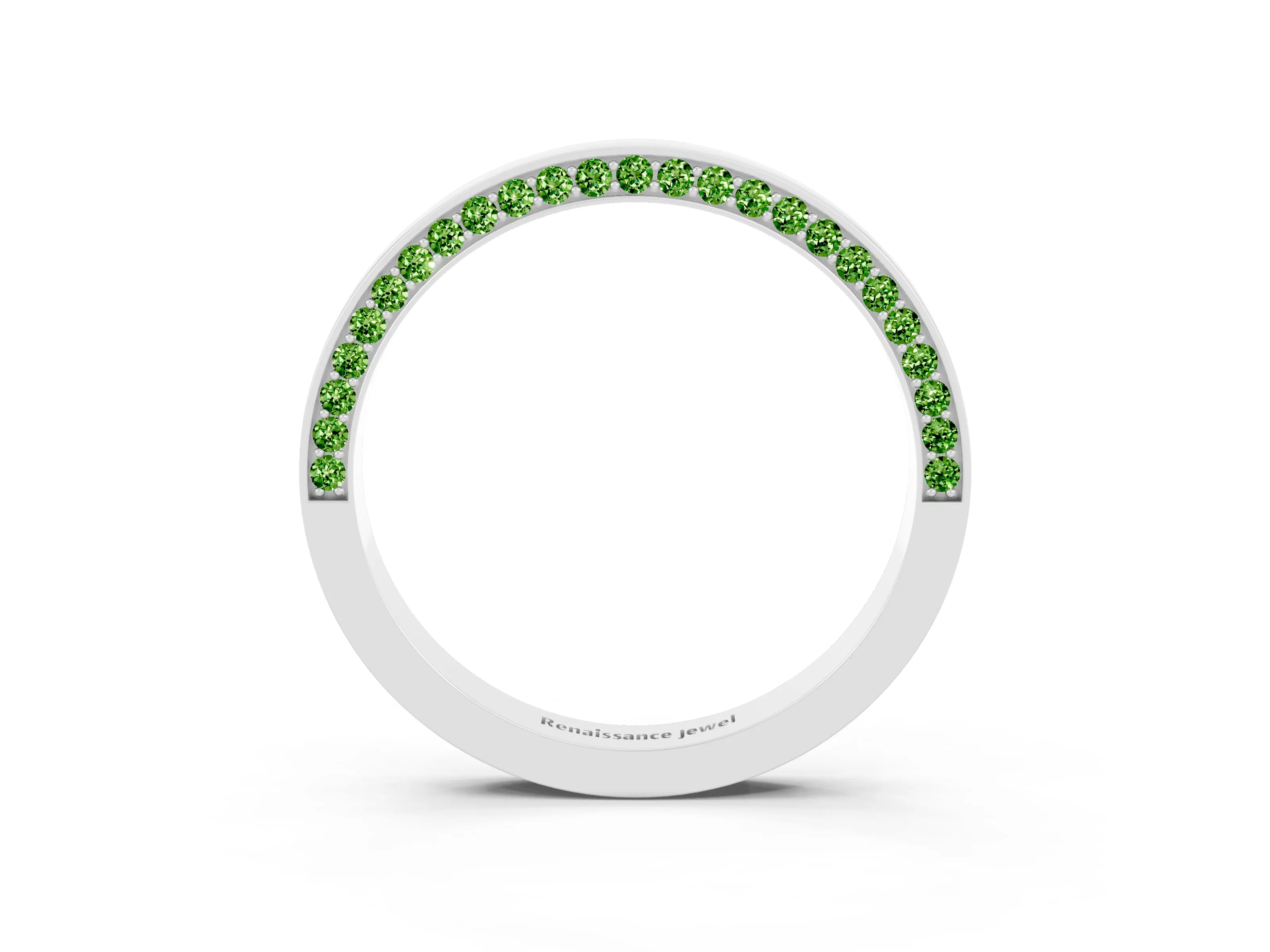 White gold Pavé Round Peridot Channel Set Band_21